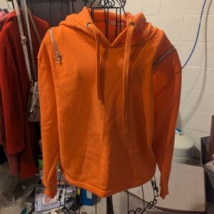 Miss Selfridge Orange Zip-Accent Hoodie